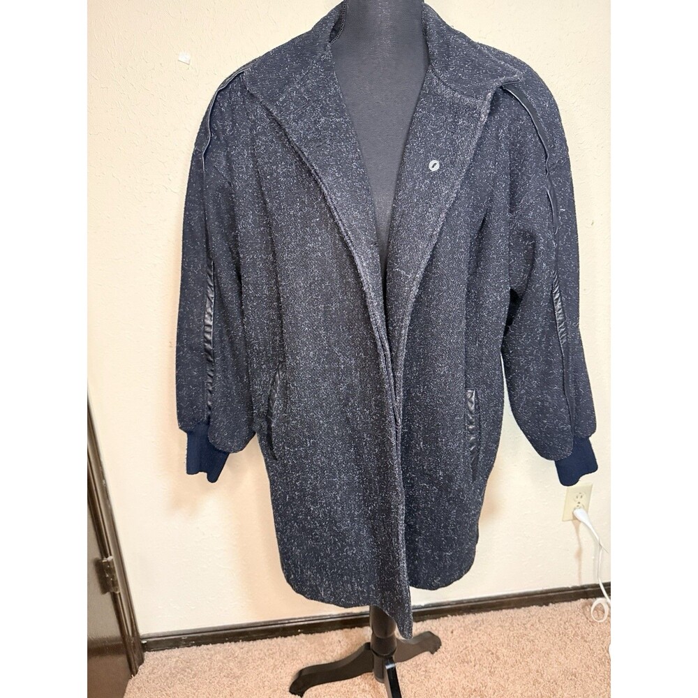 Anne Gee Women’s Size Medium Wool Leather Vintage Coat 80s 90s Retro Boho